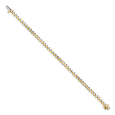 14K Complete 4.3 Carat Round Diamond 3-Prong Tennis Bracelet