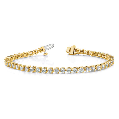 14K Complete 4.3 Carat Round Diamond 3-Prong Tennis Bracelet