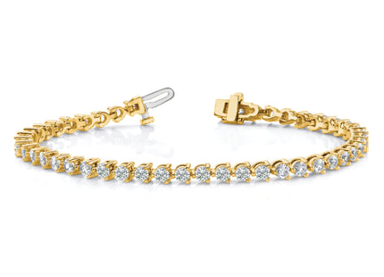 14k Complete 4.3 carat Round VS Diamond 3-prong Tennis Bracelet