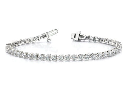 14k White Gold Complete 4.3 carat Round VS Diamond 3-prong Tennis Bracelet