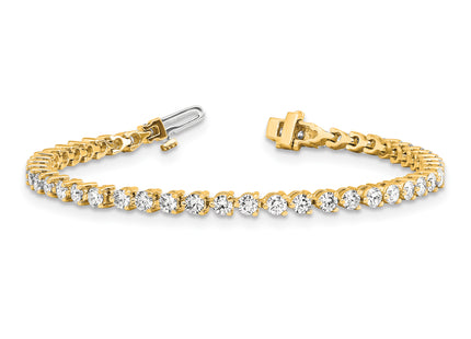 14k Complete 4.73 carat Round A Diamond 3-prong Tennis Bracelet