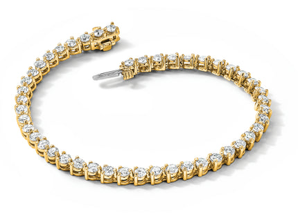 14k Complete 4.73 carat Round AA Diamond 3-prong Tennis Bracelet