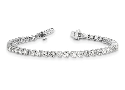 14k White Gold Complete 4.73 carat Round A Diamond 3-prong Tennis Bracelet