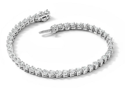 14k White Gold Complete 4.73 carat Round AA Diamond 3-prong Tennis Bracelet