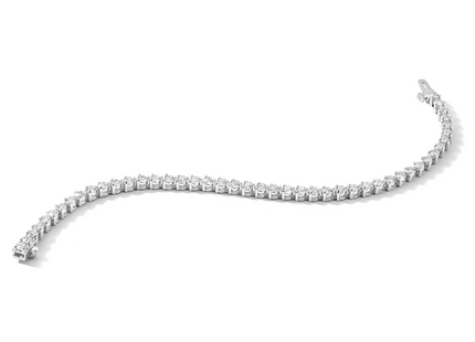 14k White Gold Complete 4.73 carat Round AA Diamond 3-prong Tennis Bracelet
