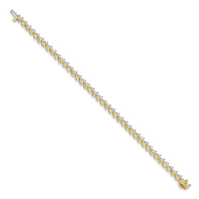 14K Complete 6.15 Carat Round Diamond 3-Prong Tennis Bracelet