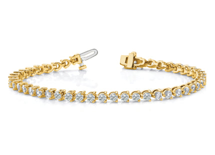 14k Complete 6.15 carat Round VS Diamond 3-prong Tennis Bracelet