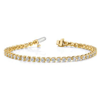 14K Complete 6.15 Carat Round Diamond 3-Prong Tennis Bracelet