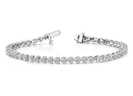 14k White Gold Complete 6.15 carat Round A Diamond 3-prong Tennis Bracelet