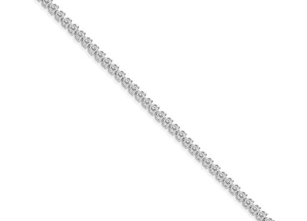 14k White Gold Complete 7 carat Round Diamond 3-prong Tennis Bracelet (Style X2842WAA)