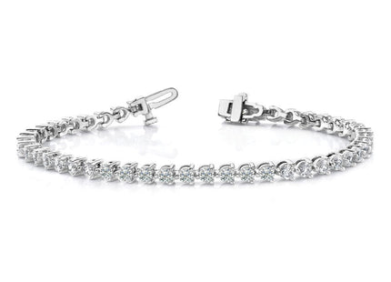 14k White Gold Complete 7 carat Round Diamond 3-prong Tennis Bracelet (Style X2842WAA)
