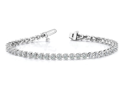 14k White Gold Complete 8.5 carat Round AAA Diamond 3-prong Tennis Bracelet