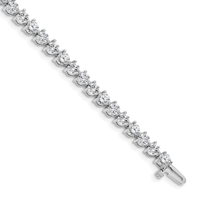 14k White Gold Complete 8.5 carat Round Diamond 3-prong Tennis Bracelet