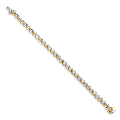 14K Complete 10.2 Carat Round Diamond 3-Prong Tennis Bracelet