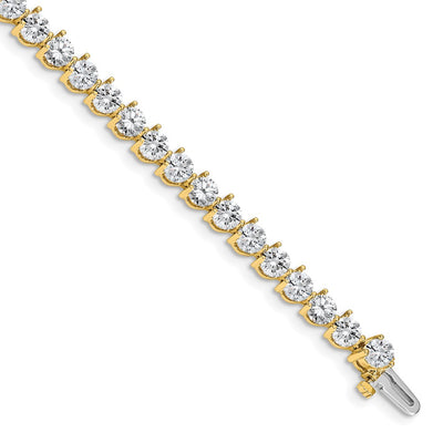 14K Complete 10.2 Carat Round Diamond 3-Prong Tennis Bracelet