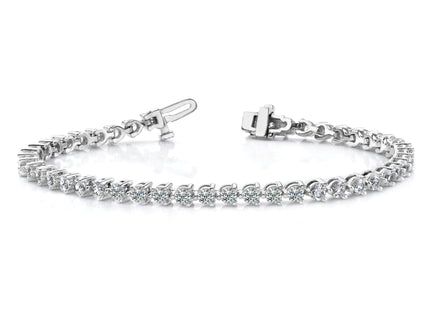 14k White Gold Complete 10.2 carat Round A Diamond 3-prong Tennis Bracelet