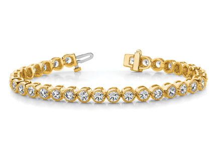 14k Complete 2.13 Carat Round Diamond 2-Prong Tennis Bracelet
