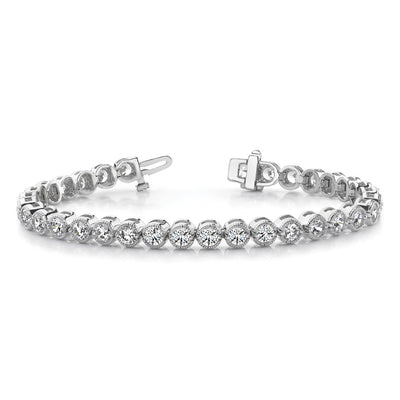 14K White Gold Complete 2.13 carat Round A Diamond 2-prong Tennis Bracelet