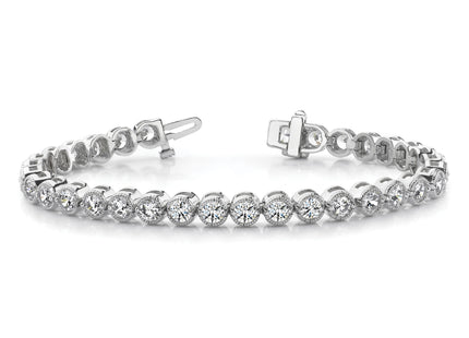 14k White Gold Complete 2.13 carat Round A Diamond 2-prong Tennis Bracelet