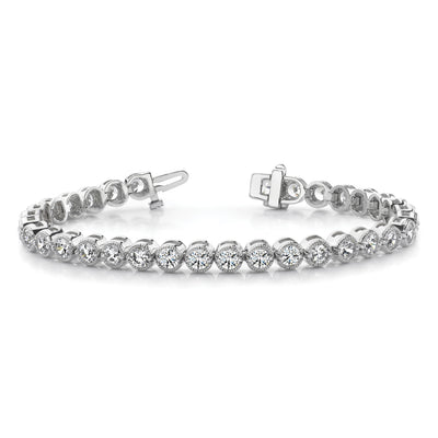 14K White Gold Complete 2.13 carat Round A Diamond 2-prong Tennis Bracelet
