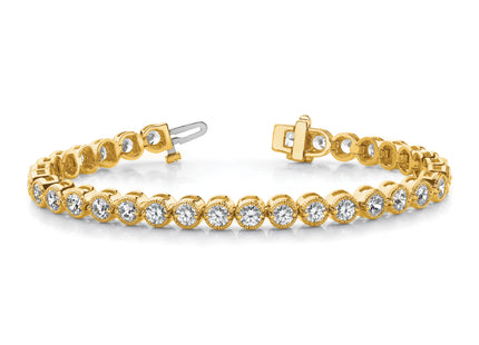 14k Complete 3.06 carat Round A Diamond 2-prong Tennis Bracelet