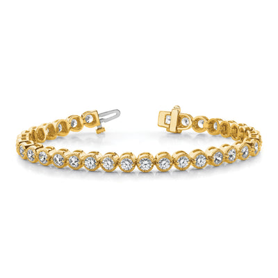 14K Complete 3.06 Carat Round Diamond 2-Prong Tennis Bracelet