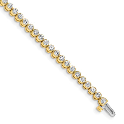 14K Complete 3.06 carat Round A Diamond 2-prong Tennis Bracelet