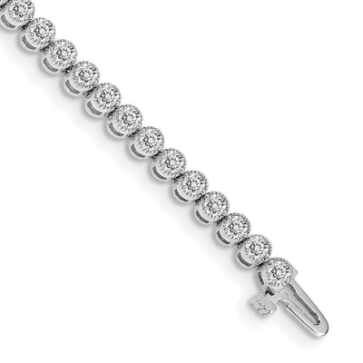 14K White Gold Complete 3.06 carat Round A Diamond 2-prong Tennis Bracelet