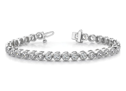 14k White Gold Complete 5 carat Round Diamond 2-prong Tennis Bracelet (Style X2901WAA)