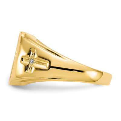 14K Men's Onyx and . Diamond Cross Ring