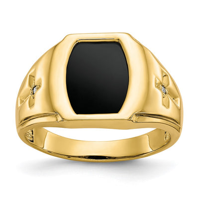 14K gold diamond cross ring