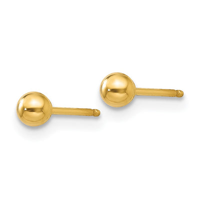 14K Polished Ball Post Earrings, 3 x 3mm