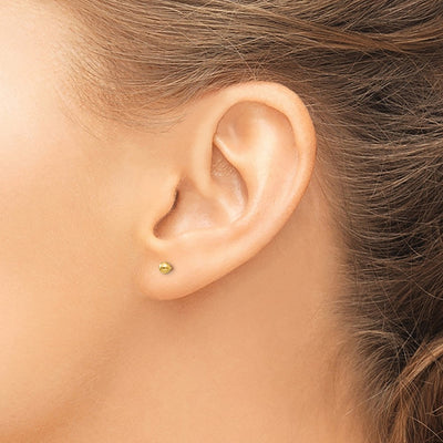 14K Polished Ball Post Earrings, 3 x 3mm