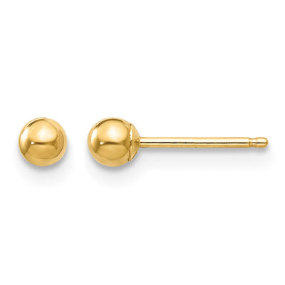 14K Polished Ball Post Earrings, 3 x 3mm