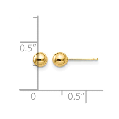 14K Polished Ball Post Earrings, 4 x 4mm