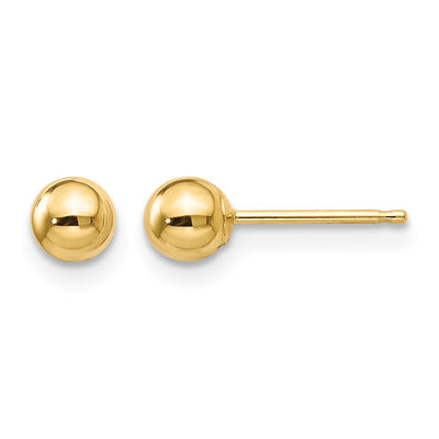 14K Polished Ball Post Earrings, 4 x 4mm