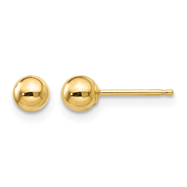 14k Polished Ball Post Earrings, 4 x 4mm