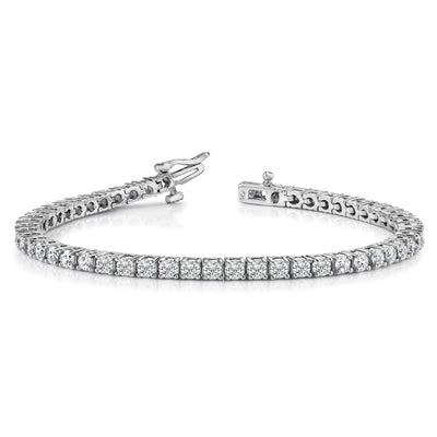 14K White Gold Complete 1.84 carat Round A Diamond 4-prong Tennis Bracelet