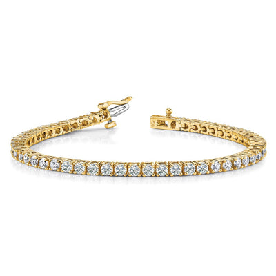 14K Complete 3.05 Carat Round Diamond 4-Prong Tennis Bracelet