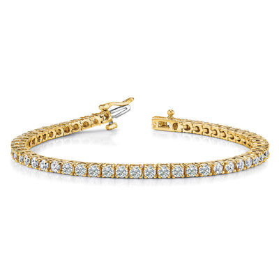 14K Complete 3.05 Carat Round Diamond 4-Prong Tennis Bracelet