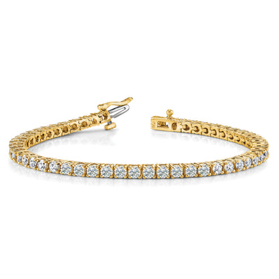 14K Complete 4.92 Carat Round Diamond 4-Prong Tennis Bracelet