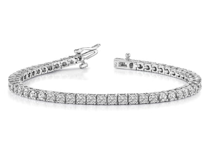 14k White Gold Complete 4.92 carat Round A Diamond 4-prong Tennis Bracelet