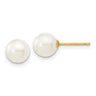 14k 6- White Round Freshwater Cultured Pearl Stud Post Earrings