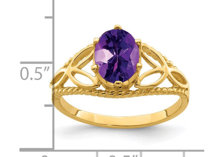 14K 8x6mm Oval Amethyst Filigree Ring, view 3