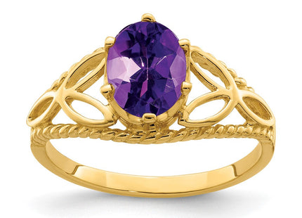 14K 8x6mm Oval Amethyst Filigree Ring