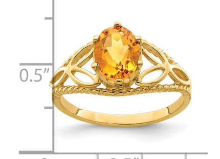 14K 8x6mm Oval Citrine Filigree Ring, view 5