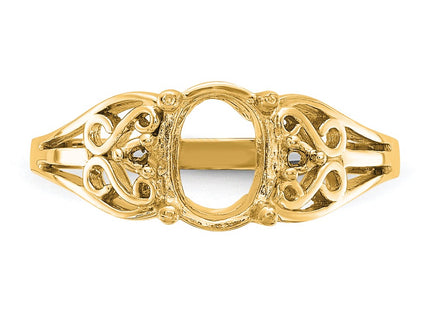 14K gold diamond oval ring, further view