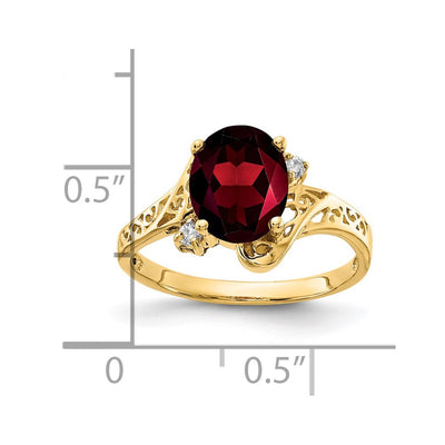 14K Garnet Diamond ring