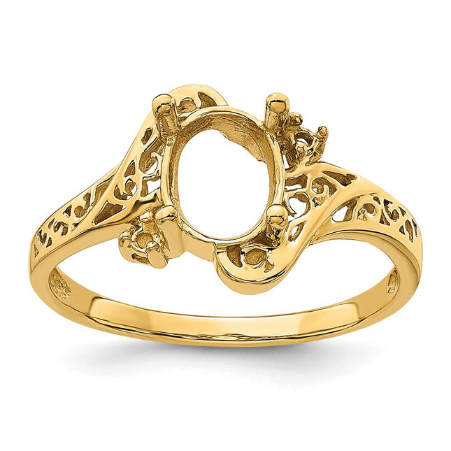 14K gold diamond oval ring