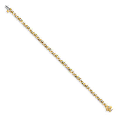 14K Complete 2 Carat Round Diamond Swirled 2-Prong Tennis Bracelet